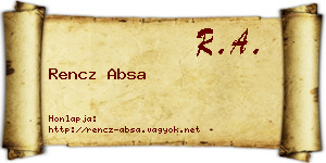Rencz Absa névjegykártya